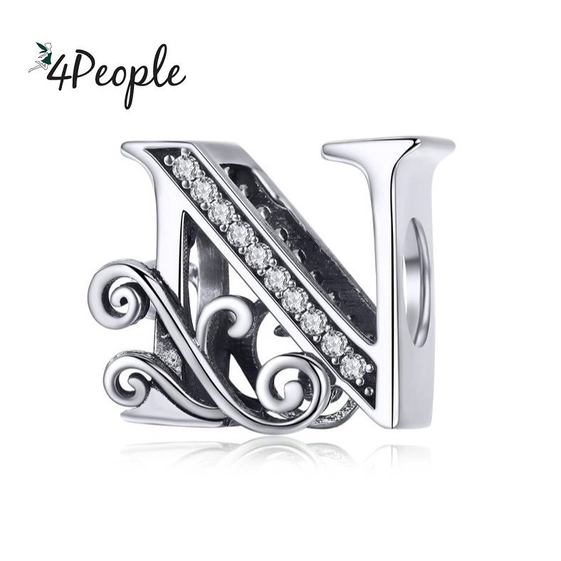 Zawieszka Charms Literka Litera N Alfabet Srebro