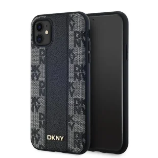 Etui DKNY Leather Checkered Mono Pattern MagSafe na iPhone 11 / Xr - czarne - Etui i futerały do telefonów - miniaturka - grafika 1