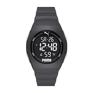 Paski - PUMA Unisex Tradycyjny zegarek Puma 4, rozmiar koperty 44 mm, cyfrowy mechanizm zegarowy, pasek poliuretanowy, szary, Paski - grafika 1