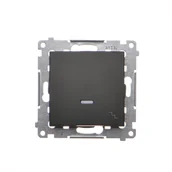 Wyłączniki światła i elektryczne - Łącznik schodowy Kontakt-Simon 54 DW6AL.01/49 z podświetleniem LED moduł 16AX, 250V~, zaciski śrubowe czarny - miniaturka - grafika 1