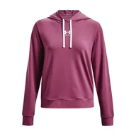 Koszulki i topy damskie - Damska Koszulka z długim rękawem UNDER ARMOUR RIVAL TERRY HOODIE 1369855-669 – Różowy - miniaturka - grafika 1