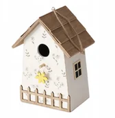 Karmniki dla ptaków - Drewniana budka lęgowa KAMILLE, w kwiatki, wys. 22 cm - miniaturka - grafika 1