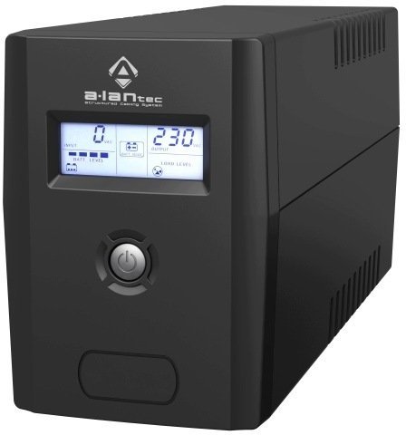 UPS Alantec Zasilacz awaryjny UPS 800VA/480W, 220V/50Hz, obudowa Tower, LCD, 2×CEE 7/3, USB, akumulator VRLA 1×9Ah, kabel USB A-B 1.2 m, kabel zasilający CEE 7/7 1.4 m AP-BK800-02
