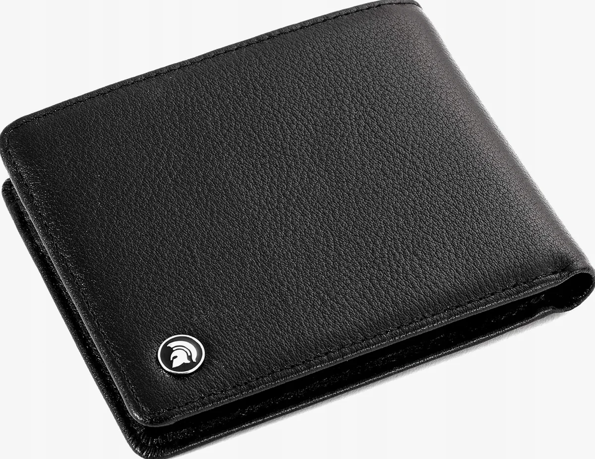 PORTFEL MĘSKI SKÓRZANY CZARNY SKŁADANY BLOKADA RFID SMUKŁY ETUI