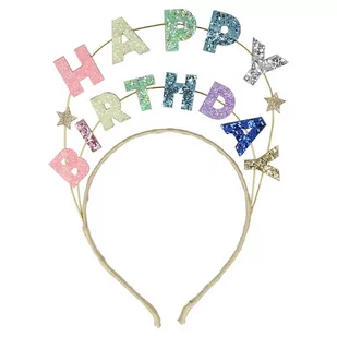 Meri Meri - Opaska do włosów Happy Birthday brokatowa - Ozdoby do włosów - miniaturka - grafika 1