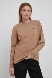 Koszulki i topy damskie - Vans longsleeve bawełniany kolor brązowy - grafika 1