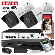 Zestawy do monitoringu - Zestaw monitoringu 2 kamery IP Hikvision IPCAM-B4 4Mpx PoE - miniaturka - grafika 1