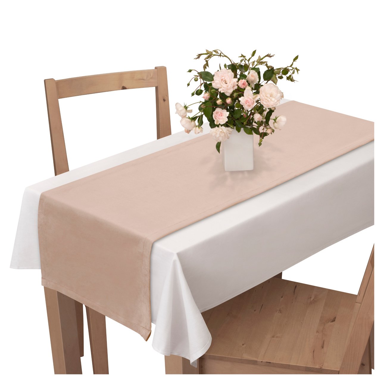 Voppi Obrus bieżnik welurowy na stół 40x250 cm beżowy