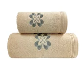Ręczniki - Ręcznik Novella z eleganckim haftem 50x90 beżowy - miniaturka - grafika 1