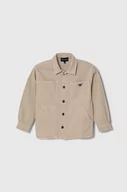 Kurtki i płaszcze dla chłopców - Emporio Armani kurtka koszulowa bawełniana kolor beżowy - miniaturka - grafika 1