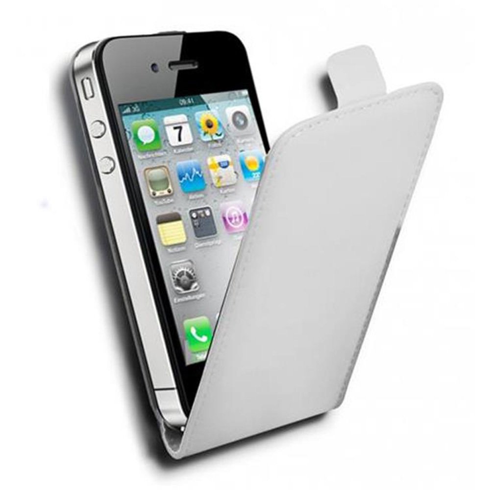 Etui Cadorabo do Apple iPhone 4 / iPhone 4S w kolorze POLAR WHITE Etui na telefon komórkowy z klapką wykonane z gładkiej imitacji skóry Etui Etui ochronne Etui z klapką w stylu książki