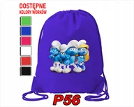 Torby szkolne - WOREK SZKOLNY NA WF BUTY SPORTOWY DLA DZIECKA SMERFY 5 WZORÓW + IMIĘ - miniaturka - grafika 1