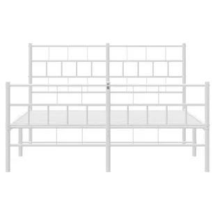 Metalowa rama łóżka z wezgłowiem i zanóżkiem, biała, 120x190 cm Lumarko! - Inne meble do sypialni - miniaturka - grafika 3