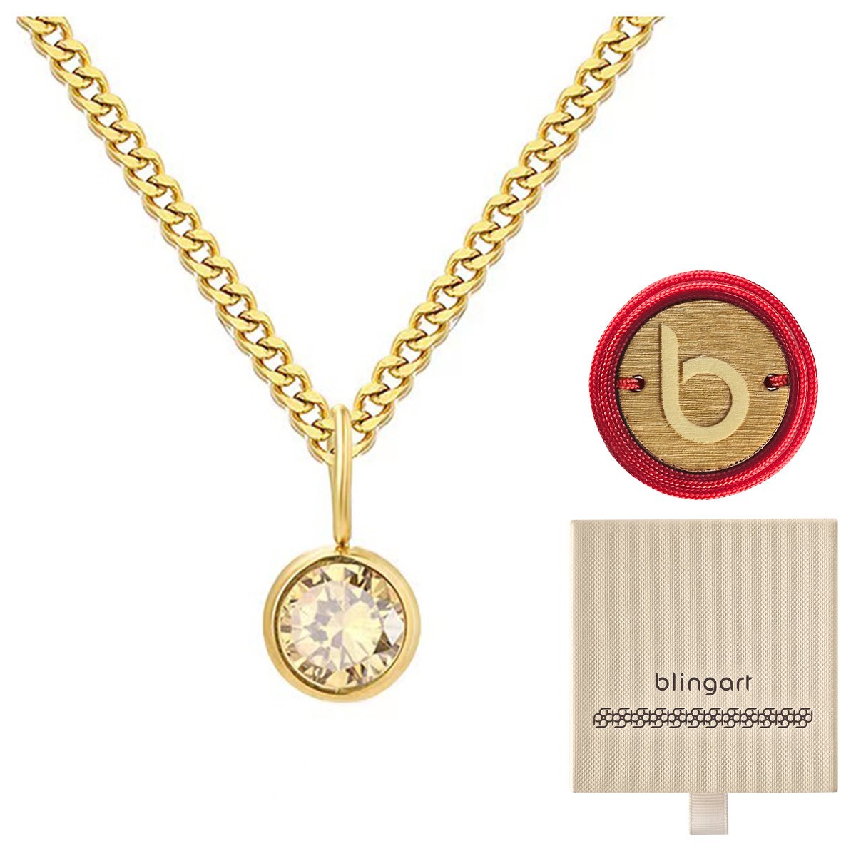 Naszyjnik damski kamień urodzinowy sierpień cyrkonia stal BLINGART