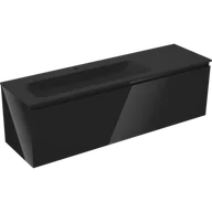 Szafki łazienkowe - Mexen Orio szafka łazienkowa 160 cm z umywalką Vela lewą, 1S, 1D, czarna połysk/czarna mat - 91A13-16047-3-BBFF70-W23L71 - miniaturka - grafika 1