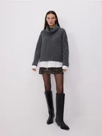 Swetry damskie - Reserved - Sweter z golfem - ciemnoszary - miniaturka - grafika 1