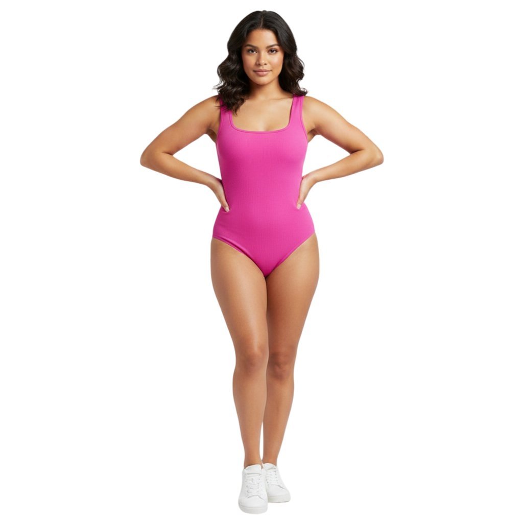 Damskie Body na Ramiączka Modelujące Basic Casual Treningowe Różowe M