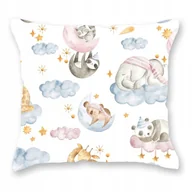 Pościel dla dzieci - Poszewka na jaśka poduszkę 40X40 bawełna biała chmurki zwierzątka dziecięca - miniaturka - grafika 1