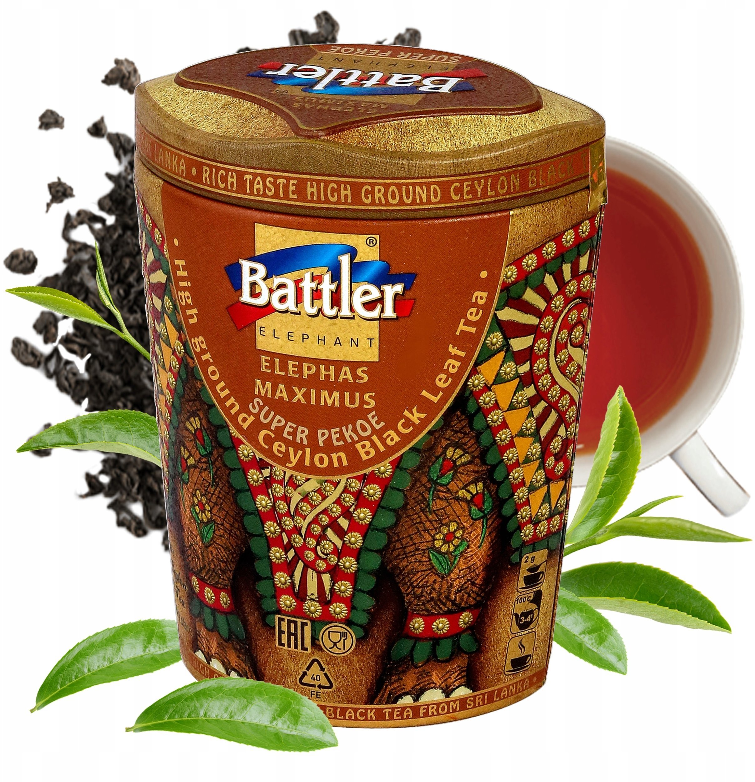 Basilur Czarna Ceylon arbata Battler Elephas Maximus Super Pekoe BT-GL-8925, 100 g