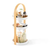 Koszyki łazienkowe - Biało-naturalny drewniany organizer łazienkowy Bellwood – Umbra - miniaturka - grafika 1