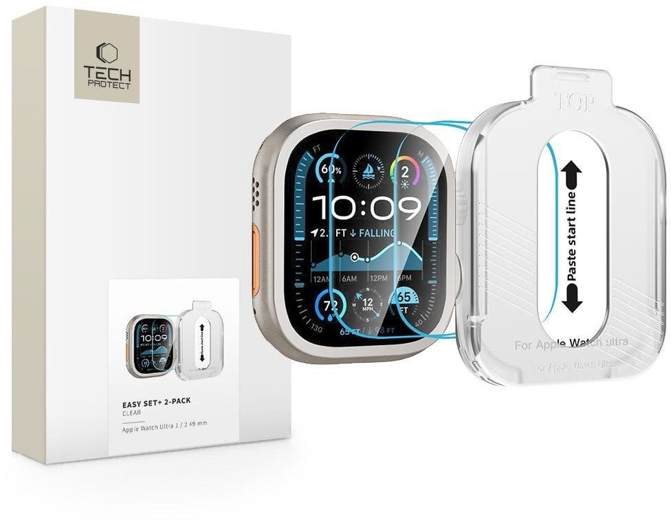 SZKŁO HARTOWANE TECH-PROTECT EASY SET+ 2-PACK APPLE WATCH ULTRA 1 / 2 49 MM CLEAR