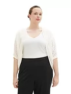 Marynarki i żakiety damskie - TOM TAILOR Plussize bolerko damskie z dzianiny, 10315 - Whisper White, 46 Duże Rozmiary - miniaturka - grafika 1