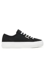 Trampki damskie - Calvin Klein Jeans Tenisówki Vulc Flatform Ctn Logo Tag YW0YW01838 Czarny - miniaturka - grafika 1