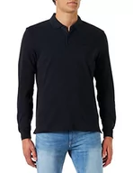 Bluzy męskie - Pierre Cardin Męska bluza polo z długim rękawem, granatowa, S - miniaturka - grafika 1
