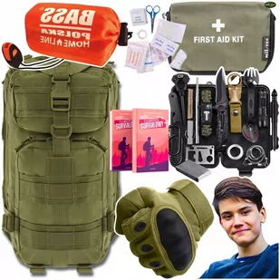 Taktyczny Plecak 35L Bushcraft Set Śpiwór Rękawice XL Folia Termiczna - Plecaki - miniaturka - grafika 1