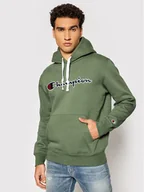Bluzy sportowe męskie - Champion Bluza Blend Script Logo 216470 Zielony Comfort Fit - miniaturka - grafika 1