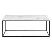 Ławy i stoliki kawowe - Biały stolik z blatem w dekorze marmuru 55x110 cm Barossa – Actona - miniaturka - grafika 1