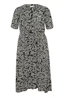 Koszule damskie - Kaffe Curve Plus Size Damska koszula sukienka krótkie rękawy dekolt pas stany, Czarny Głęboki/Antyczny Biały Nadruk, 44/du?y rozmiar - miniaturka - grafika 1