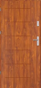 Drzwi wejściowe LINEA 1 80 cm lewe złoty dąb - Drzwi zewnętrzne - miniaturka - grafika 1