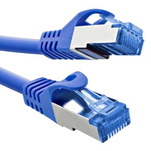 InLine® Kabel krosowy, Cat.6A, S/FTP, TPE (LSZH), CCA, PoE, LAN, Ethernet, kabel sieciowy, RJ45 Gigabit, niebieski, 7,5 m, 72607B