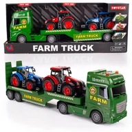 Samochody i pojazdy dla dzieci - TIR LAWETA Z TRAKTORAMI FARMA INTERAKTYWNA CIĘŻARÓWKA ŚWIATŁA I DŹWIĘK - miniaturka - grafika 1