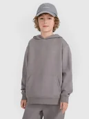 Bluzy dla chłopców - 4F Bluza dresowa nierozpinana z kapturem chłopięca - szara 122 (6-7 lat) - miniaturka - grafika 1