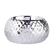 Świeczniki - Świecznik porcelanowy relief srebrny 7,5 x 7,5 x 3,5 cm - miniaturka - grafika 1