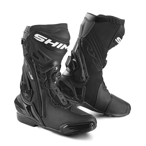 SHIMA VRX-3 męskie buty motocyklowe dla mężczyzn, wzmocnione skórzane buty motocyklowe z zapięciem ATOP, boczny zamek błyskawiczny, podparcie kostki, antypoślizgowa podeszwa, uchwyt zmiany biegów