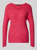 Swetry damskie - Sweter o kroju regular fit z dekoltem w serek model ‘CREWLEFILE’ - miniaturka - grafika 1