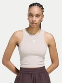 Koszulki i topy damskie - adidas Top Essentials KD3822 Beżowy Slim Fit - miniaturka - grafika 1
