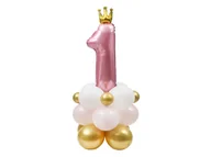 Baby shower i roczek - Zestaw balonów na roczek różowo-złoty - 19 szt. - miniaturka - grafika 1