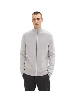 TOM TAILOR Męskie Kardigan ze stójką 1034614, 14427 - Light Soft Grey Melange, XL - Swetry męskie - miniaturka - grafika 1