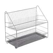 Suszarki do naczyń - Fl1 SUSZARKA DO NACZYŃ PODWÓJNA 50 Z PODSTAWKĄ SREBRNA MET 50M-SUS-250S - miniaturka - grafika 1