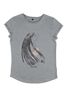 Koszulki i topy damskie - Disney Koszulka damska Pocahontas-Colors of The Wind w Logo Organic Rolled Sleeve T-Shirt, melanżowa szara, S, szary (melange grey), S - miniaturka - grafika 1