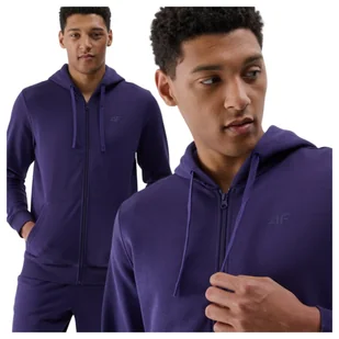 Bluza dresowa rozpinana z kapturem męska 4F 4FWMM00TSWSM1768-31S Niebieski Roz. XL - Bluzy męskie - miniaturka - grafika 1