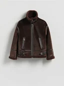 Kurtki damskie - Reserved - Kurtka typu kożuch - ciemnobrązowy - miniaturka - grafika 1