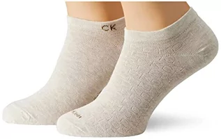 Skarpetki męskie - Calvin Klein Męskie skarpety z motywem mirrored logo Sneaker Socks, beżowy melanż, rozmiar uniwersalny, Be?owy Melan?, jeden rozmiar - grafika 1