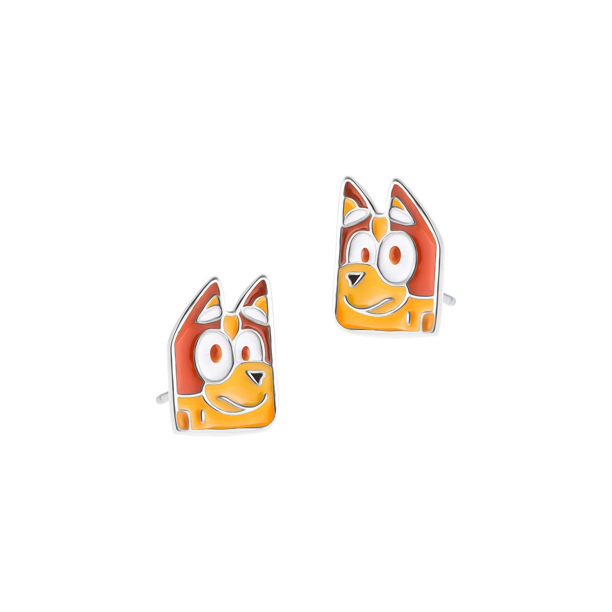 Kolczyki srebrne 925 z emalią Bingo Pomarańczowy Piesek dla małej damy PREZENT