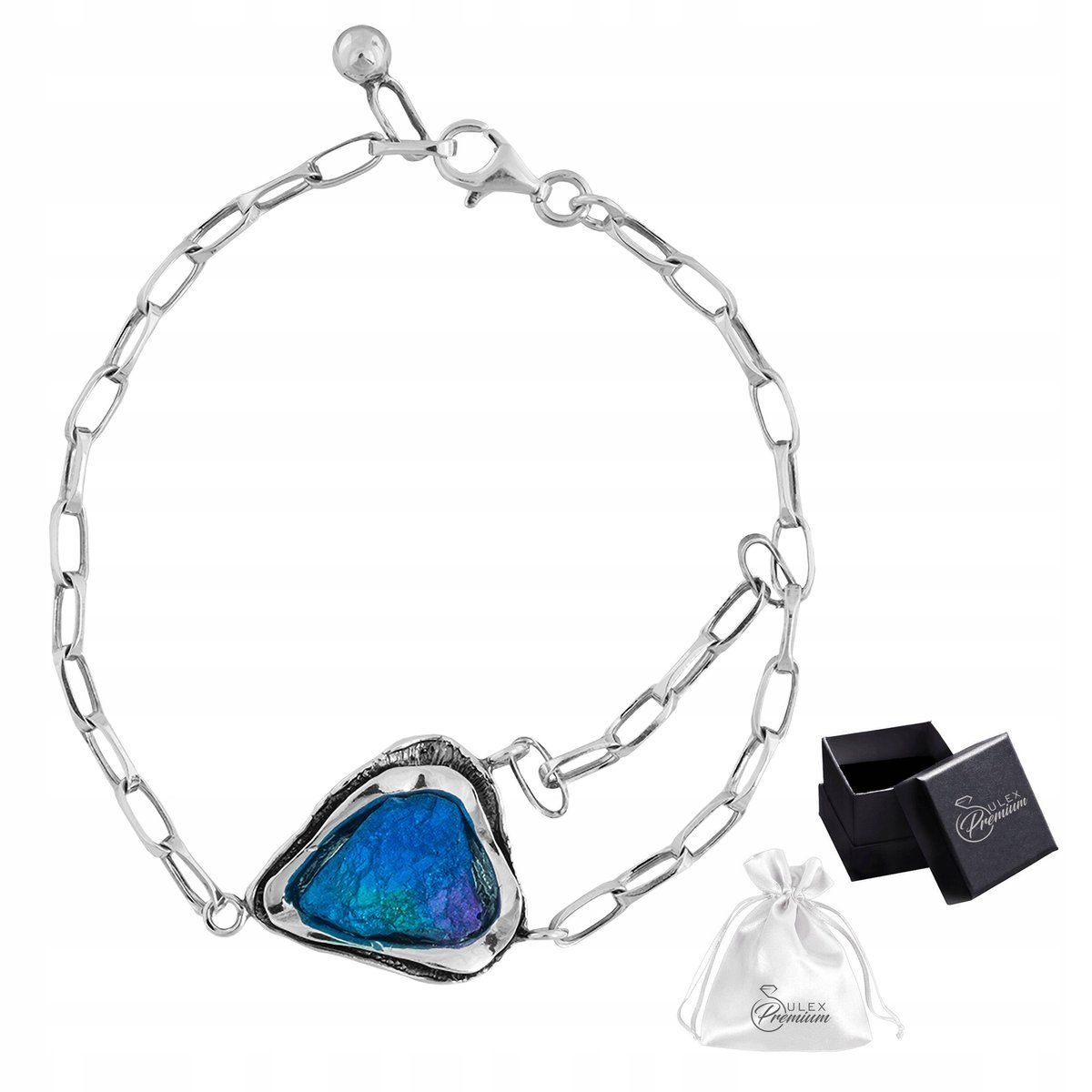 Bransoletka Srebrna Damska z Pięknym kamieniem Pirytem Srebro pr. 925