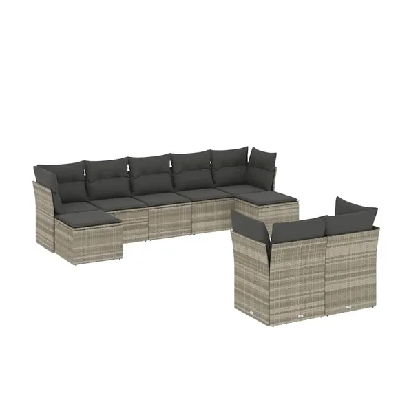 Modułowy zestaw wypoczynkowy z rattanu PE jasnoszary 55x62x69 cm